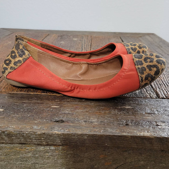 Lucky Brand Shoes - Lucky Brand Orange Cork Animal Print Ballet Flats